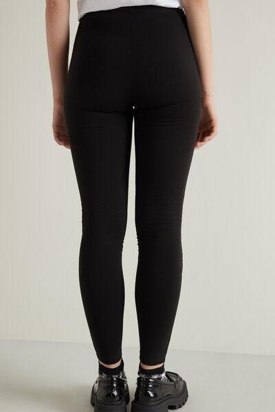 Black Thermal Cotton Leggings, , large image number 2