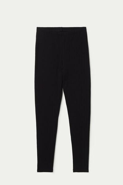 Black Thermal Cotton Leggings, , large image number 4