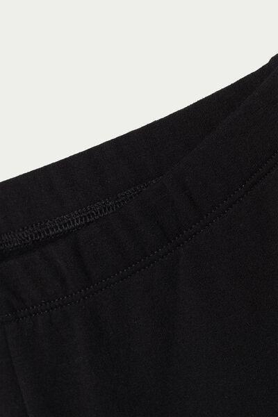 Black Thermal Cotton Leggings, Black, large image number 5