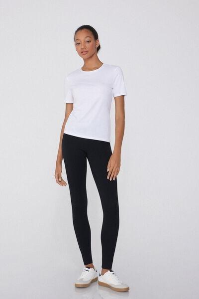 Black Thermal Cotton Leggings, Black, large image number 6