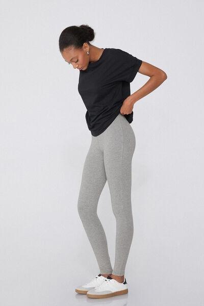 Grey Thermal Cotton Leggings, Mid-grey Blend, large image number 6