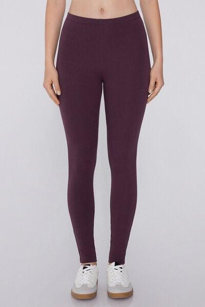 DARK PLUM Thermal Cotton Leggings, 5701_919Y, large image number 0