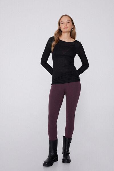 Violet Thermal Stretch Cotton Leggings, 5701_919Y, large image number 0