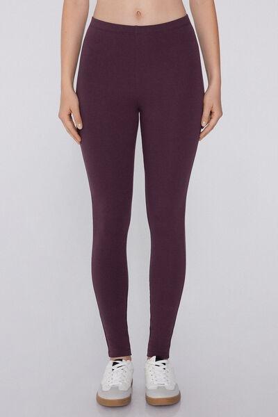Violet Thermal Stretch Cotton Leggings, 5701_919Y, large image number 1