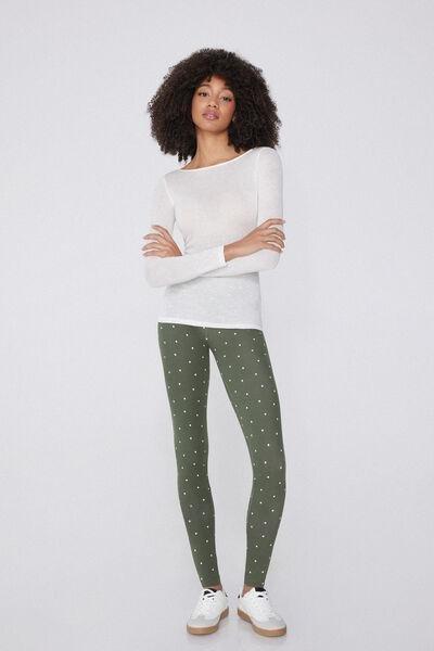 Green Printed Leggings, , large image number 1