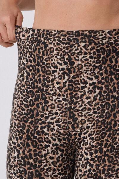 Brown Animal Print Cotton Leggings, , large image number 3