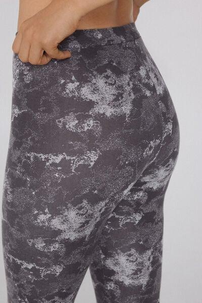 Grey Printed Cotton Leggings, 5701_764Y, medium