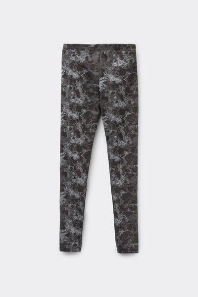 Grey Printed Cotton Leggings, 5701_764Y, medium