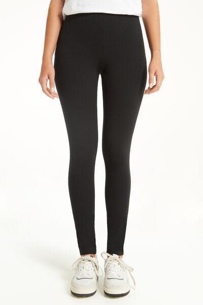Black Basic Cotton Leggings, , large image number 0