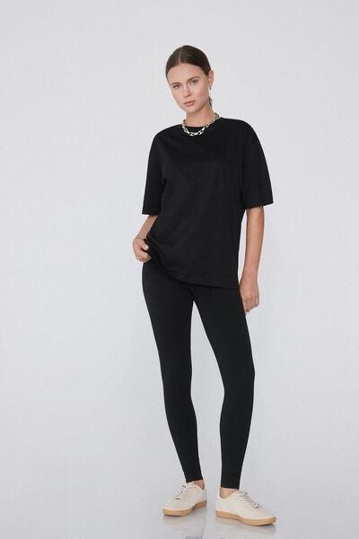 طماق القطن الأسود الأساسية, Black, medium