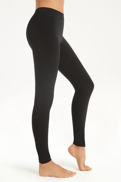 Black Basic Cotton Leggings, , large image number 3