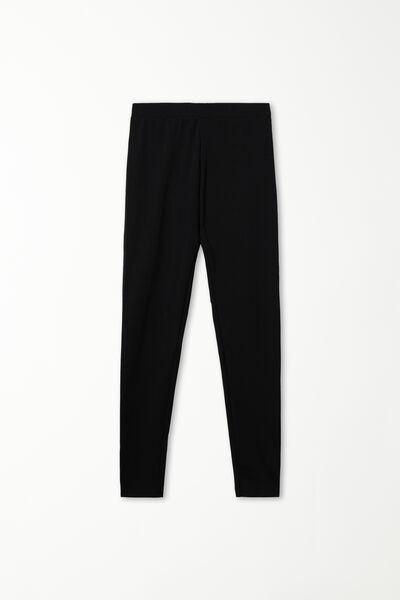 Black Basic Cotton Leggings, , large image number 4