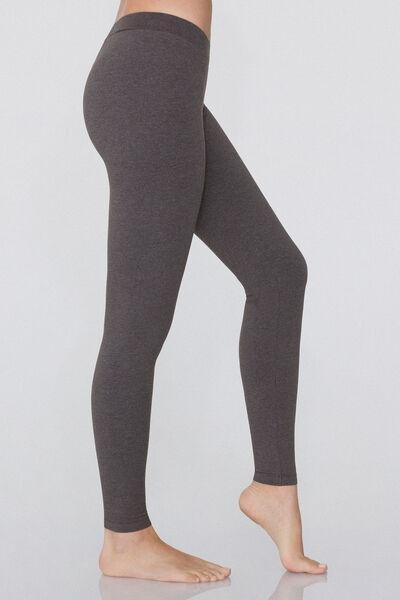 Grey Basic Cotton Leggings, Dark Grey Blend, large image number 2