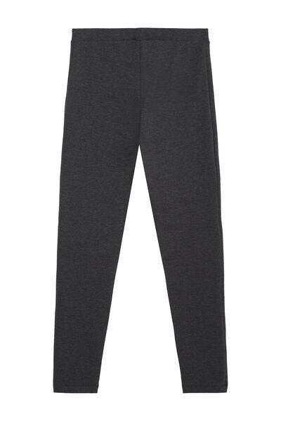 Grey Basic Cotton Leggings, Dark Grey Blend, large image number 3