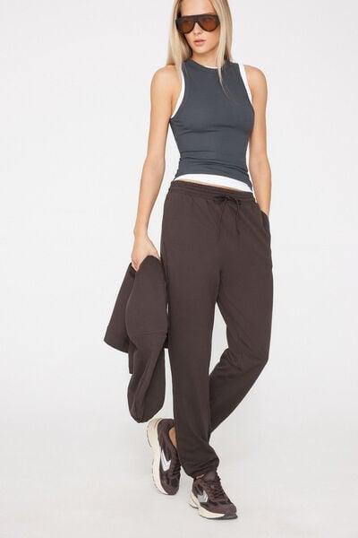 Brown Welt Pocket And Drawstring Cotton Joggers, 5701_495Z, medium