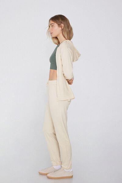 Cream Pocketed Joggers, , large image number 1