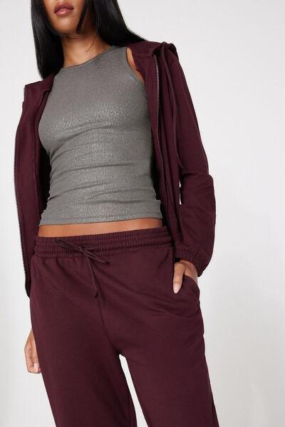 Brown Welt Pocket And Drawstring Cotton Joggers, 5701_581Z, large image number 1