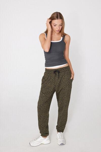Green Welt Pocket And Drawstring Cotton Joggers, 5701_521Z, medium