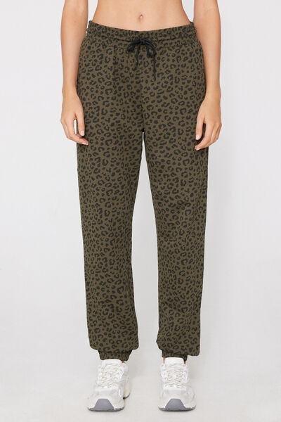 Green Welt Pocket And Drawstring Cotton Joggers, 5701_521Z, medium