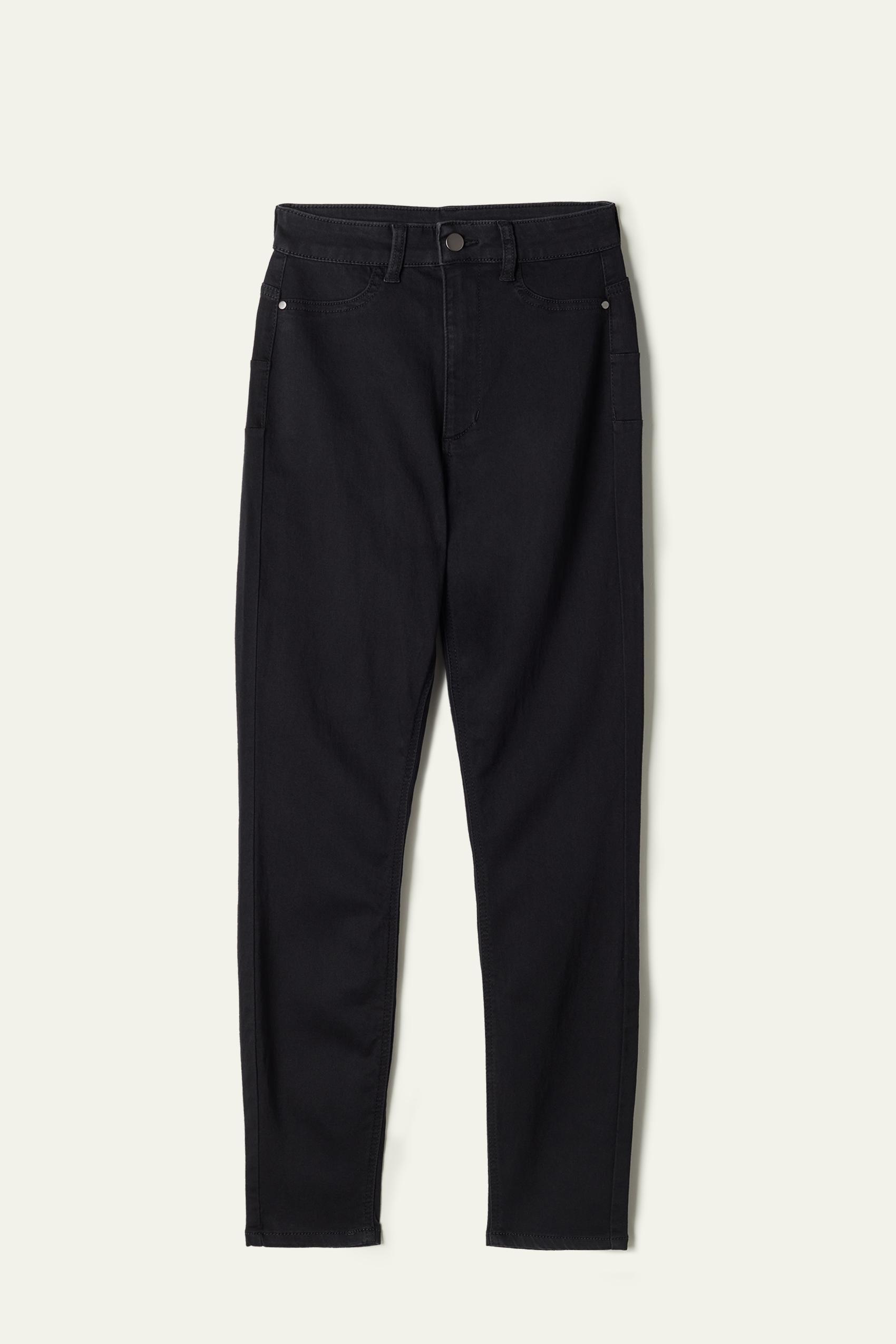 بنطلون ضيق أسود بخصر مرت"ع بتأثير تمرين الضغط ، للنساء, Black, large image number 4