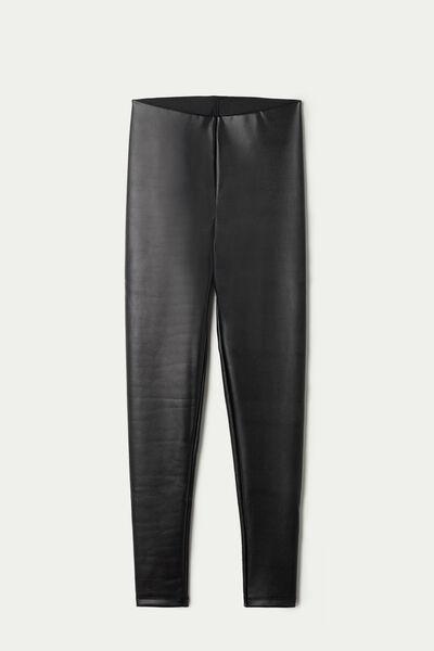 Black Leather-Effect Thermal Leggings, , large image number 6