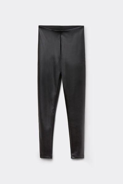 Black Leather-Effect Thermal Leggings, Black, large image number 6