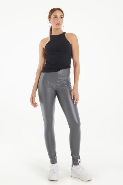 Tezenis Grey Thermal Faux Leather Leggings