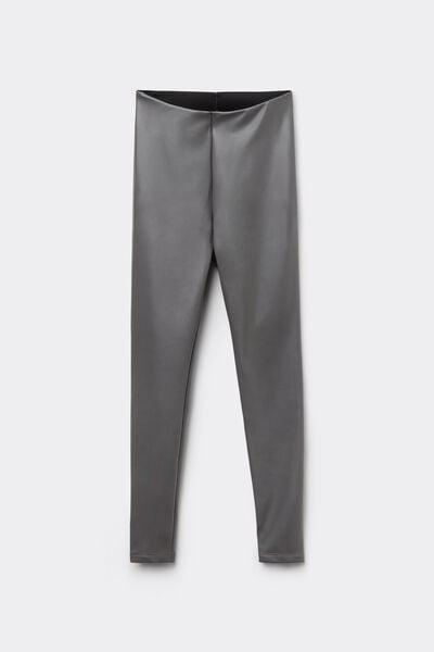 Grey Thermal Leather-Effect Leggings, 5701_032W, large image number 4