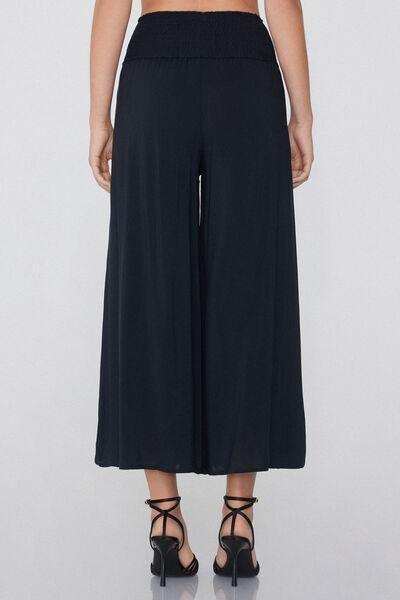 Black Cropped Flowy Trousers, , large image number 2