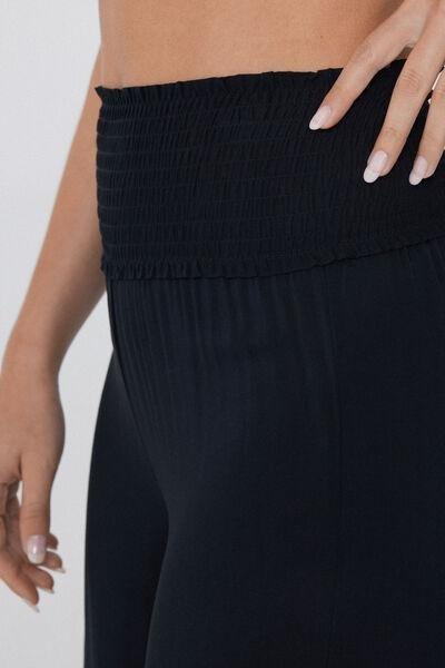 Black Cropped Flowy Trousers, , large image number 3