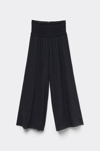 Black Cropped Flowy Trousers, , large image number 4