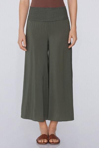 Green Canvas Cropped Trousers, , large image number 0