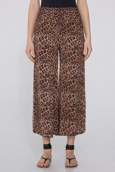 Multicolour Canvas Cropped Trousers, 5701_506Y, large image number 0