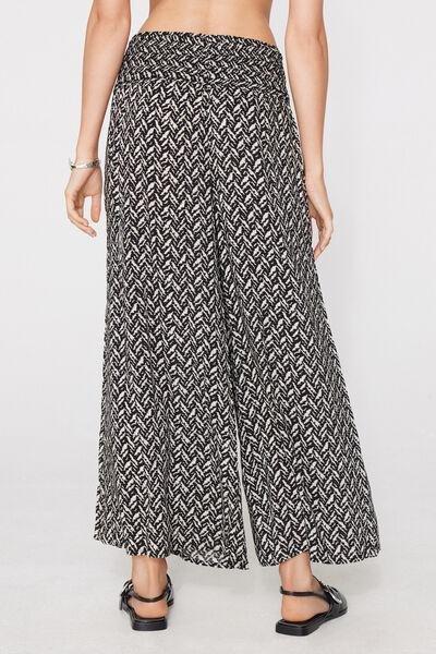 White / Black Stitched-Smock Canvas Cropped Pants, 5701_523Z, large image number 2