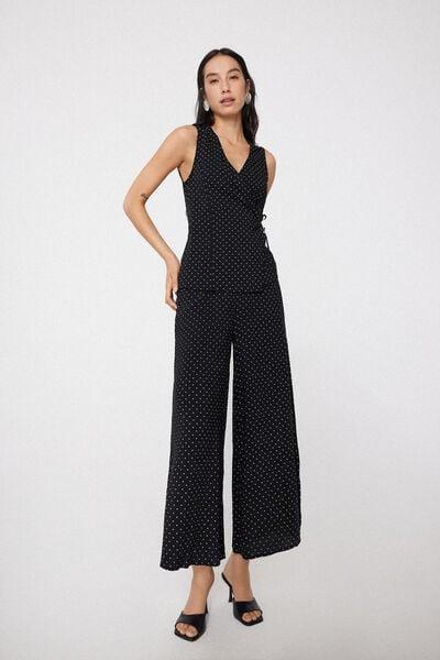 Black Stitched-Smock Canvas Cropped Pants, 5701_566Z, large image number 0