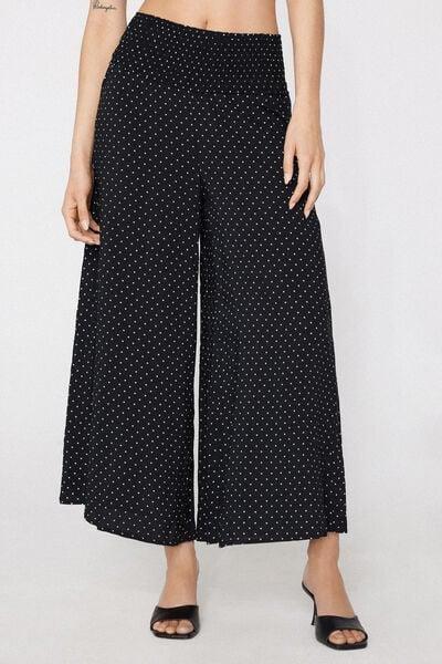 Black Stitched-Smock Canvas Cropped Pants, 5701_566Z, large image number 1