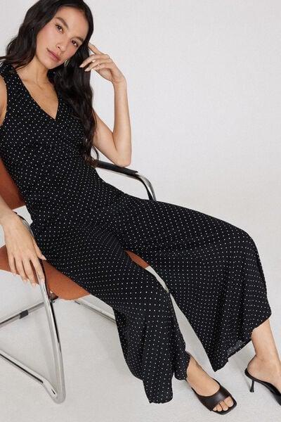 Black Stitched-Smock Canvas Cropped Pants, 5701_566Z, large image number 3