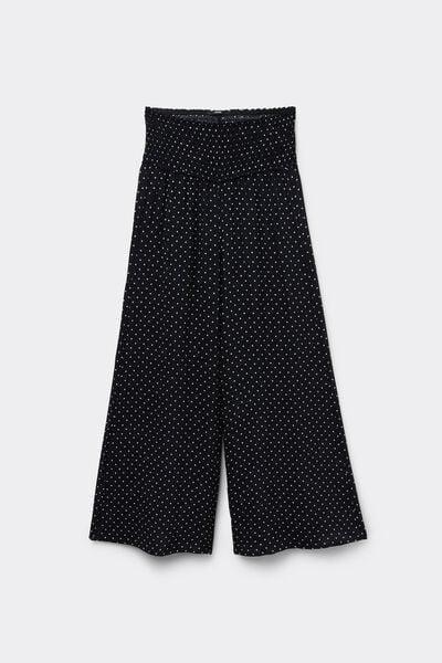 Black Stitched-Smock Canvas Cropped Pants, 5701_566Z, large image number 4