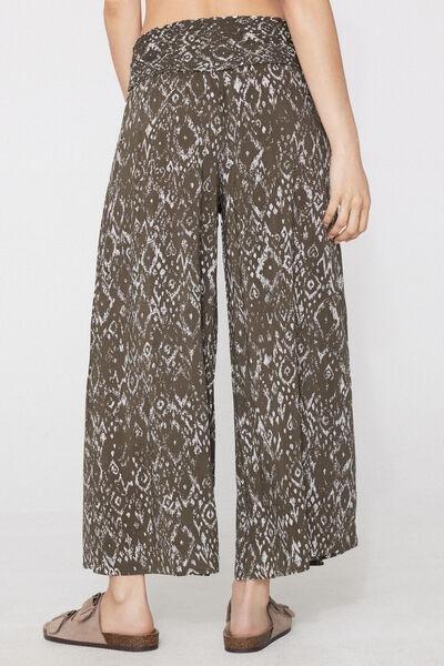Green Stitched-Smock Canvas Cropped Pants, 5701_588Z, large image number 2