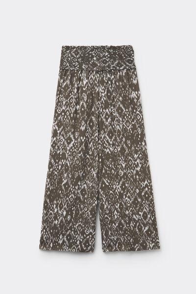 Green Stitched-Smock Canvas Cropped Pants, 5701_588Z, large image number 4