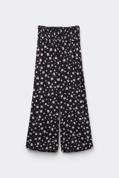 Black Stitched-Smock Canvas Cropped Trousers, 5701_754Y, large image number 4