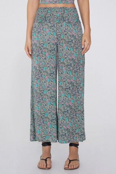 Blue Stitched-Smock Canvas Cropped Trousers, 5701_763Y, medium