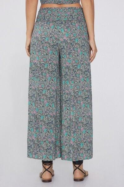 Blue Stitched-Smock Canvas Cropped Trousers, 5701_763Y, medium