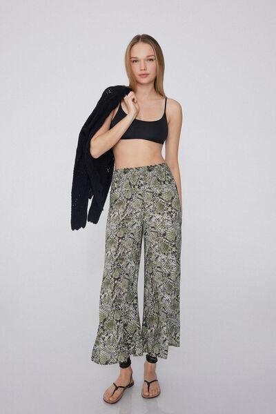 Multicolour Canvas Cropped Trousers, , large image number 1
