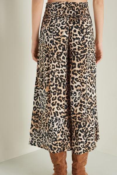 Brown Stitched-Smock Canvas Cropped Trousers, 5701_833U, large image number 2