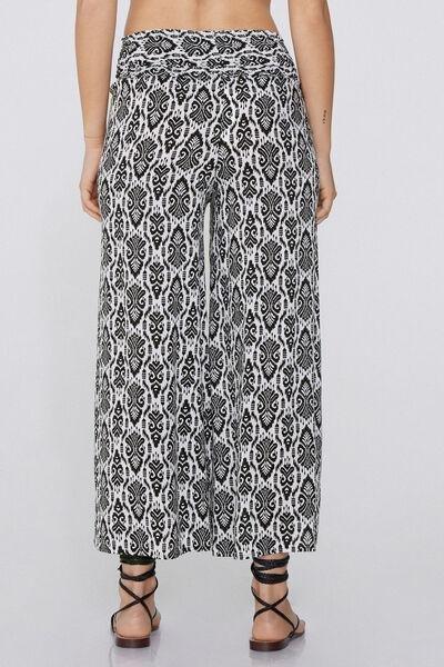 Stampa Ethnic Harmony Stitched-Smock Canvas Cropped Trousers, , large image number 2
