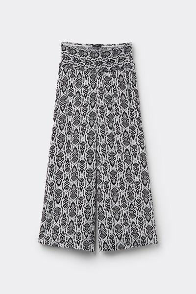 Stampa Ethnic Harmony Stitched-Smock Canvas Cropped Trousers, , large image number 4