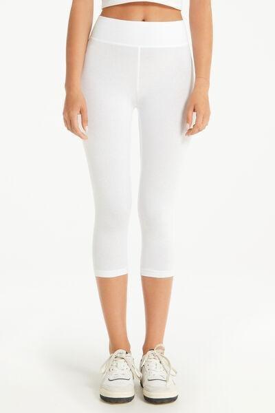 White Yoga Pants / White Capri Leggings / High Waist Yoga Pants