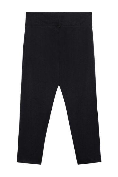 Black Cotton Capri Leggings, Black, large image number 7