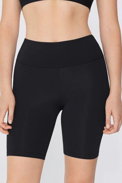 Black Sporty Bike Shorts, , large image number 0
